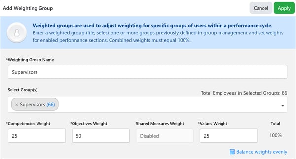 Add Cycle - Weighting - Add Weighting Group HP Example-2