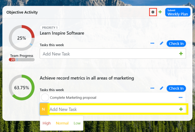 Priority w settings