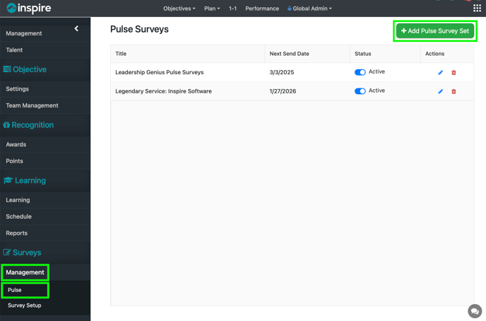 Pulse Surveys Screen