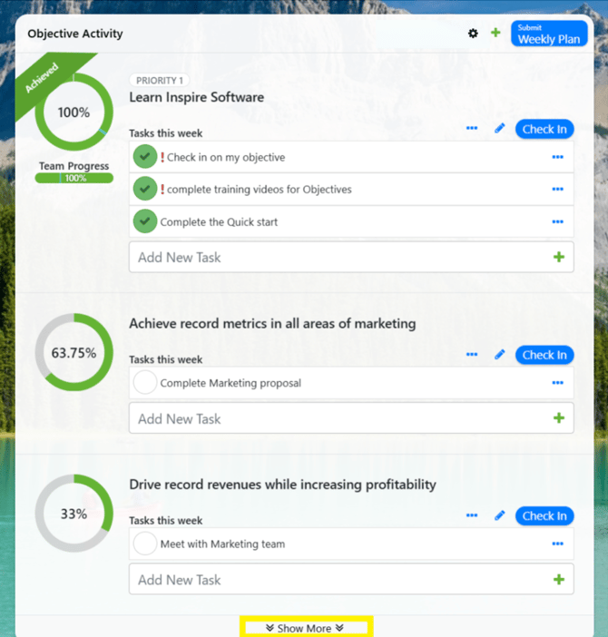 Show more w settings