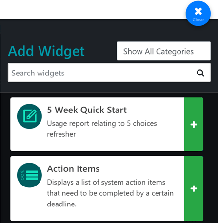Adding Widgets to Your Dashboard