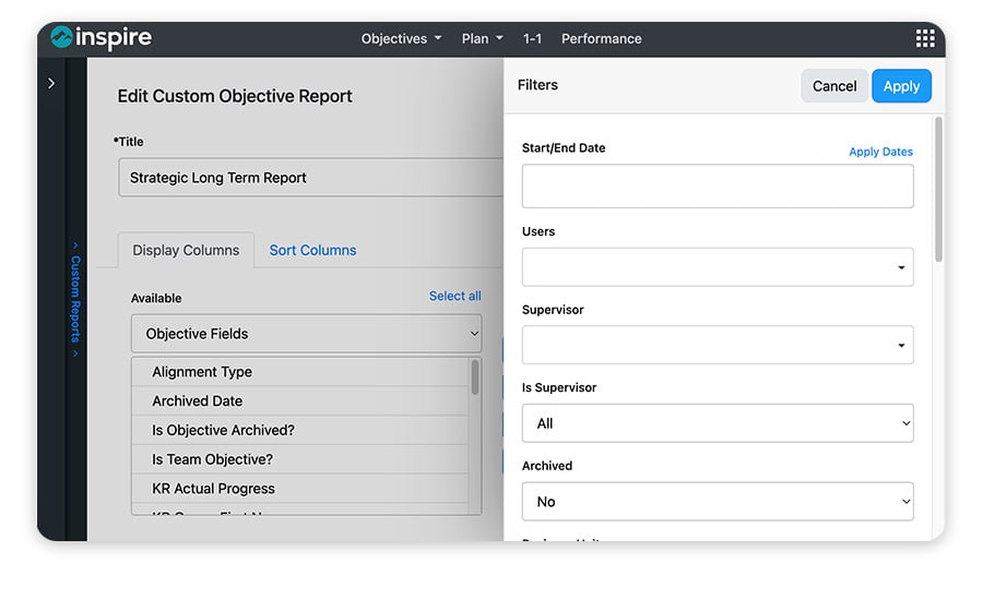 Custom Report Filtering