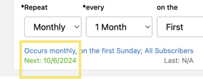 subscriptions first,next run data-2